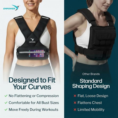 EMPOWER Weighted Vest for Women - Adjustable 4-10lbs or 10-16lbs | Reflective Strips for Safety & Enhanced Workouts
