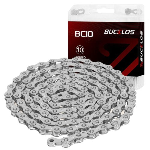 BUCKLOS 6/7/8/9/10/11/12 Speed Bike Chain,Bicycle Chain for Road Bike/E-Bike/Mountain Bike/MTB/Shimano SRAM,Half/Full Hollow Bike Chain Silver/Gold 1/2 x 11/128 Inch 116 Links with Quick Link