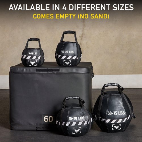 Elite Sports Kettlebell Sandbag - Heavy Duty Sand Weights Bag for Cross Training, Strength Training, Workout, Functional Fitness, Adjustable Weight, Durable Training Equipment for Home & Gym (Black, 30-75 LBS)