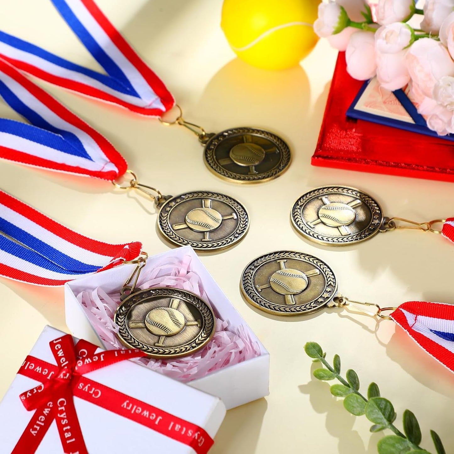 Remuuly Gold Award Medals - 60 Pcs 2 Inch Metal Trophies with Neck Ribbons for Sports Competitions