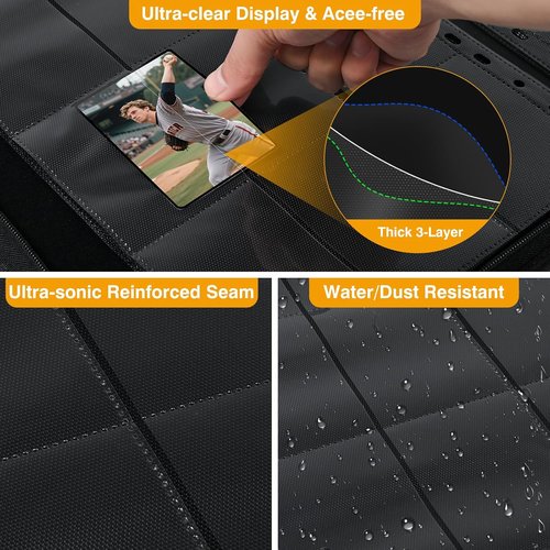 1080 Pockets Black Trading Card Sleeves by [Brand Name] - Double-Sided, Thickened Page Protectors for MTG, Yu-Gi-Oh!, Baseball Cards | 60 Pack