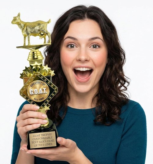 Goat Trophy | 13” Customizable Award with Engraving - Funny 'Greatest of All Time' Gift for Champion