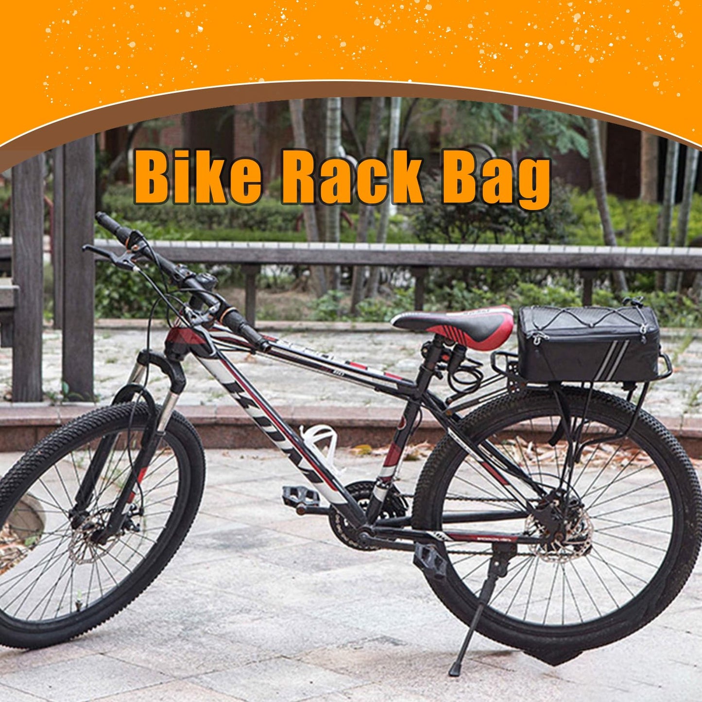 Brrnoo Bike Rack Rear Carrier Bag with Reflective Straps, 9L PU Leather Storage Trunk Bag, Bike Pannier Bike Saddle Bags for Cycling, Mountain Bike and Luggage