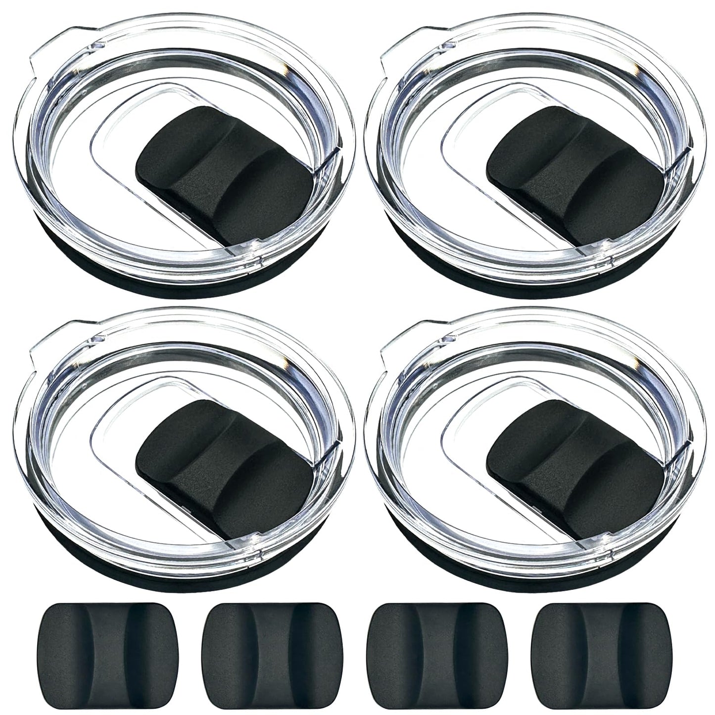 4 Pack 20 oz Replacement Lids Compatible with YETI 20 oz Tumbler, 10/24 oz Mug & 10 oz Lowball，Spill Proof Cup Lids with 4 Magnetic Slider Replacement, BPA Free, Travel Ready