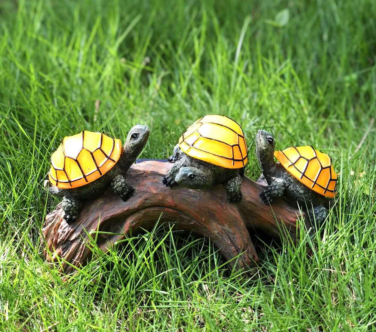 TIBLEN Solar Powered Turtles on Log Outdoor Decor - LED Garden Light, Outdoor Statues, Gifts for Mom, Grandma, Birthday - Turtle Solar Light for Outdoors