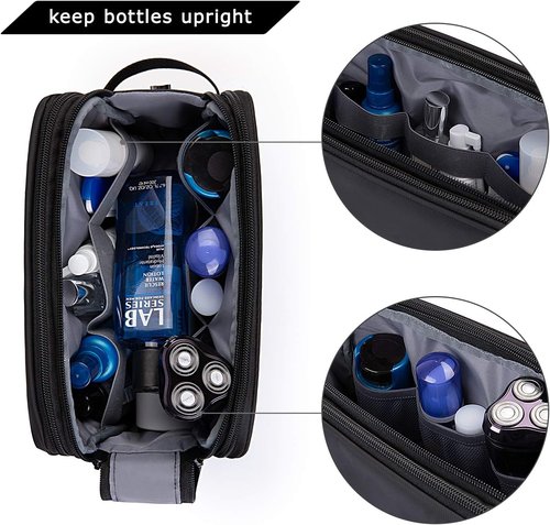 BAGSMART Toiletry Bag for Men - Water-Resistant Travel Organizer Dopp Kit | Medium Black
