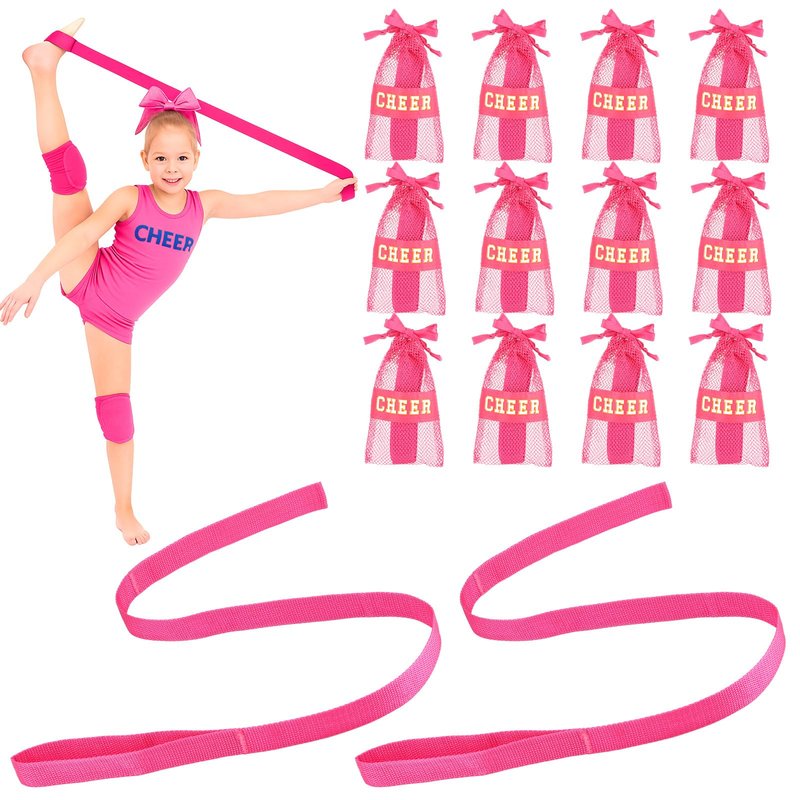 Simgoing 12 Set Stretching Strap Cheerleader Gifts Bulk for Team Stretching Bands Improved Flexibility Elastic Stretch Band for Pilates Flexibility Exercise and Gymnastics