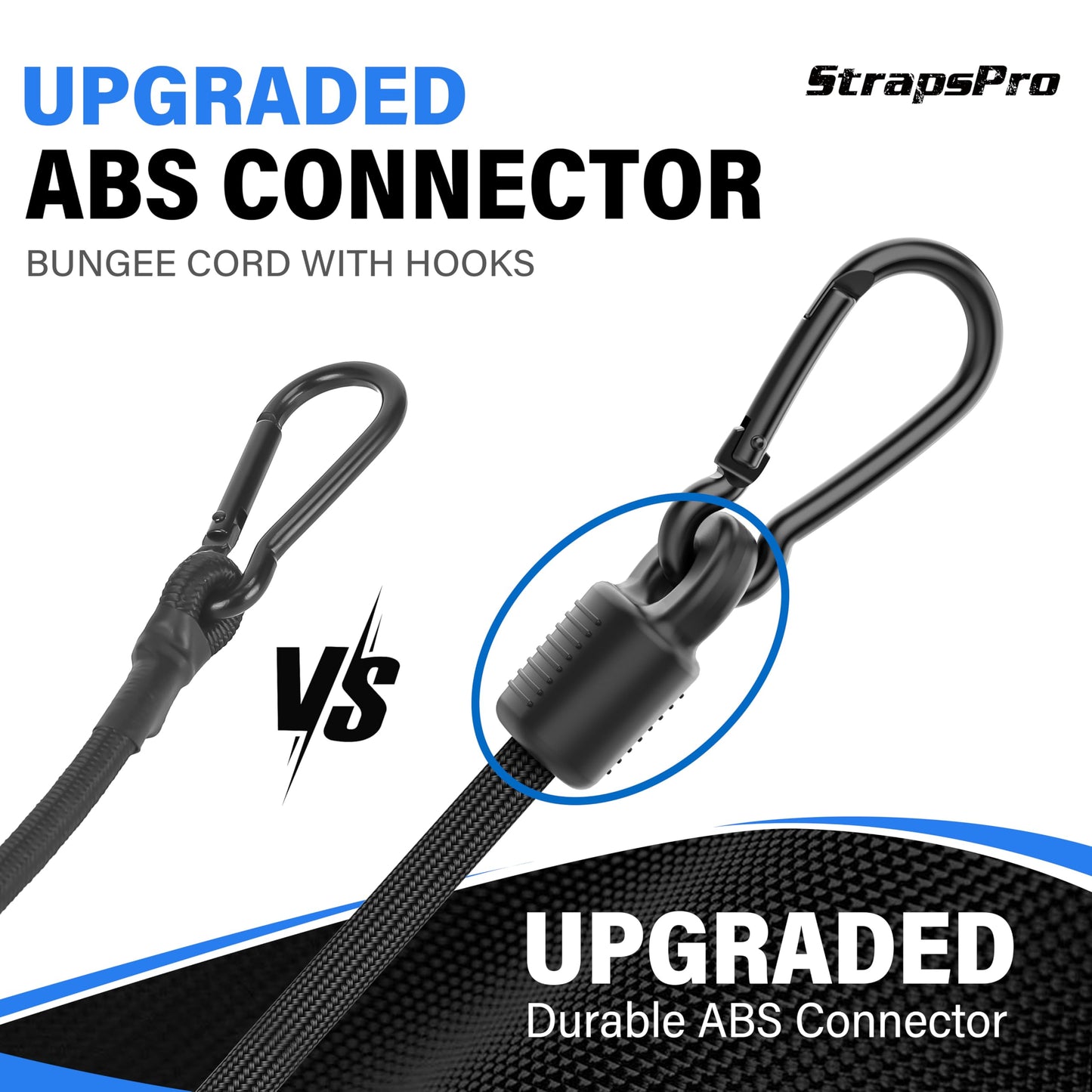 Adjustable Bungee Cords, Upgrade Bungee Cord with Carabiner Hooks Outdoor Heavy Duty 36 inch Long, Easy to Adjust Length Black Elastic Ropes Cable with Clips On Both Ends for Bike Rack, Tarps, Cargo