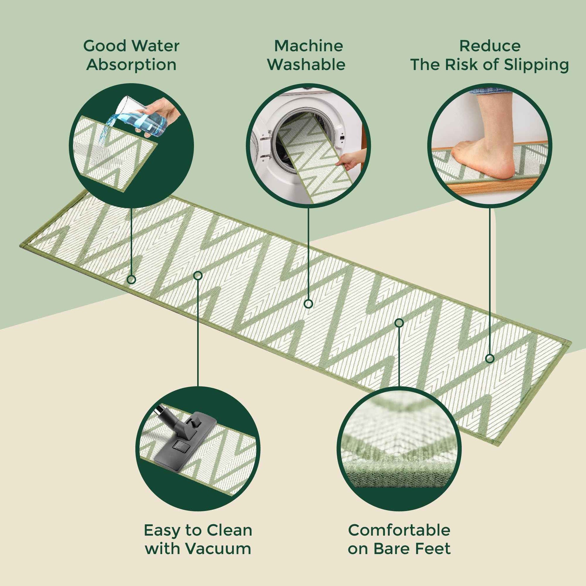 MBIGM 8" X 30" (15 in Pack) Non-Slip Carpet Stair Treads Non-Skid Safety Rug Slip Resistant Indoor Runner for Kids Elders & Pets with Reusable Adhesive - Ripple Green