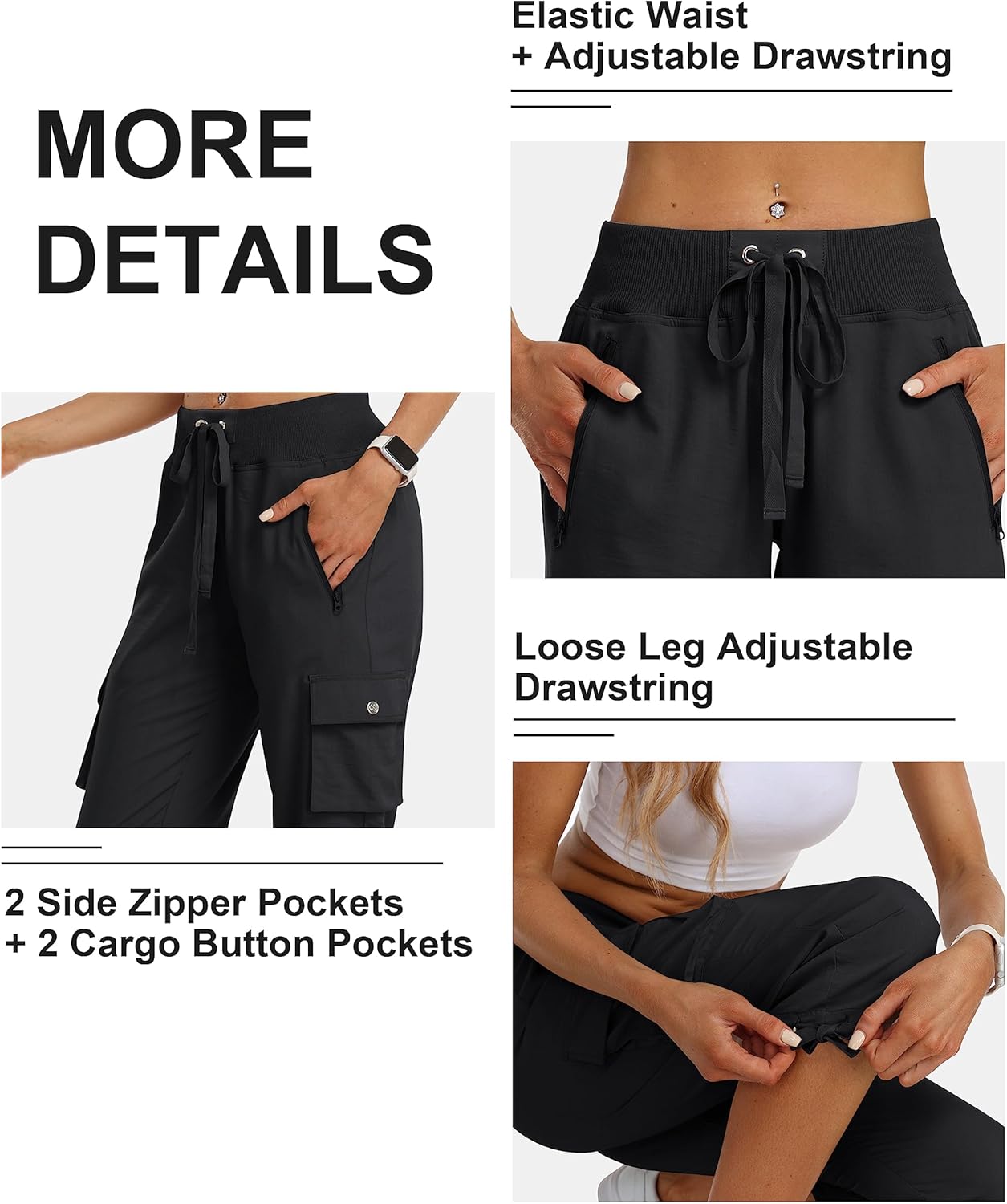 MoFiz Women's Cargo Capris - Lightweight Quick-Dry Hiking Pants with Zipper Pockets | Casual Outdoor Comfort