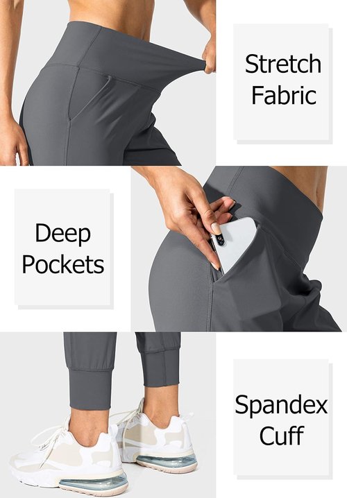G Gradual Women's High-Waisted Joggers - Comfortable Yoga Pants with Pockets for Workouts & Lounging