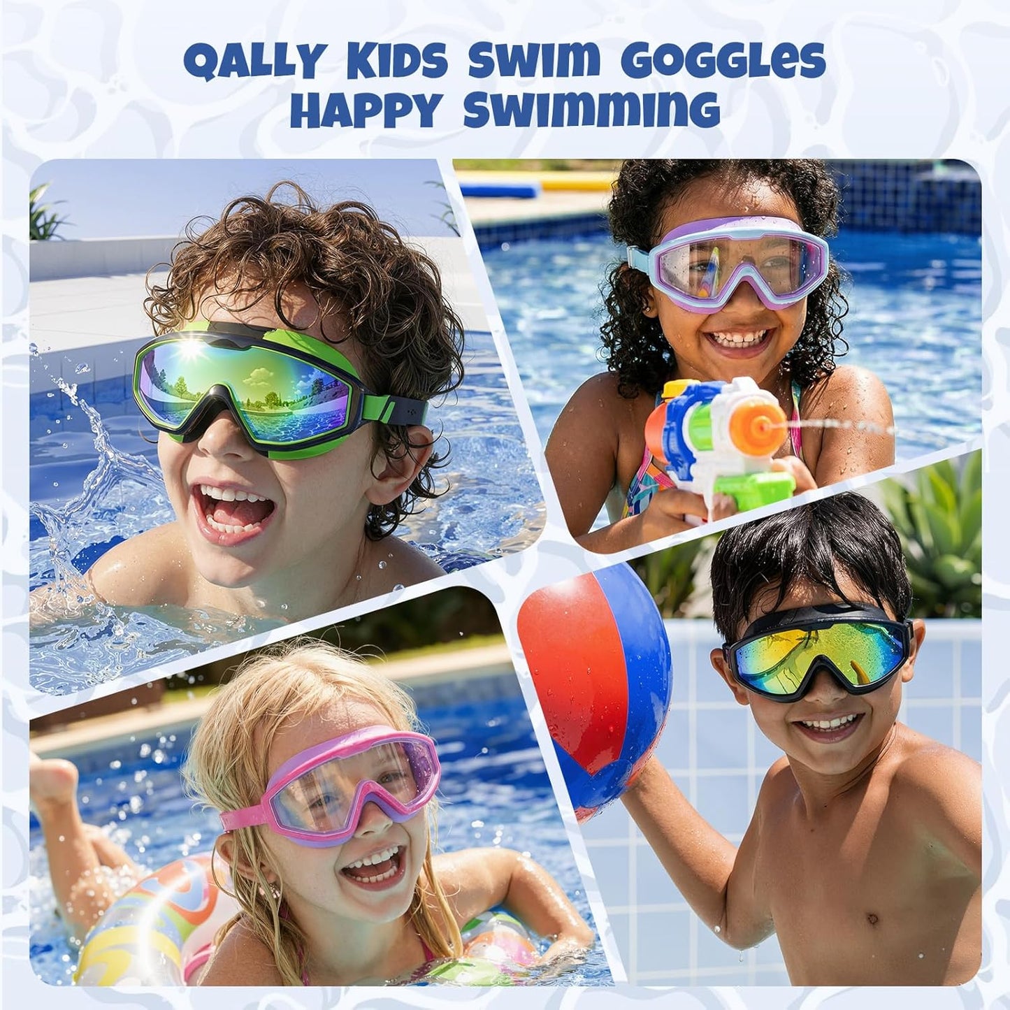 Skiennix Kids Swim Goggles - Anti-Fog UV Protection | 180° Clear View, 3 Pack for Ages 4-16