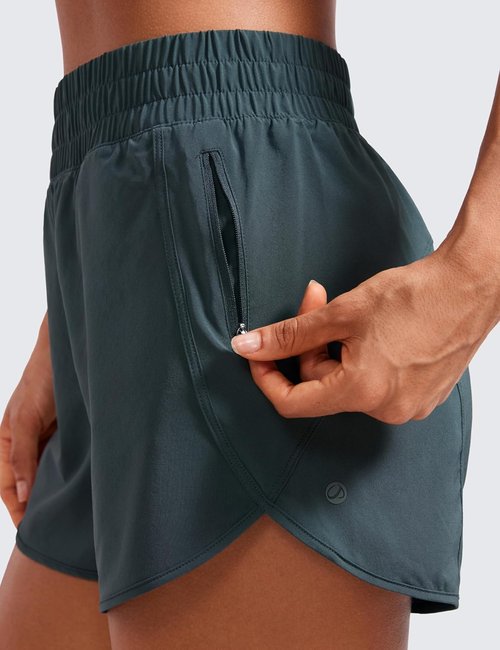 CRZ YOGA Dolphin Athletic Shorts - High Waisted Quick Dry for Running & Gym | 3-Inch Length