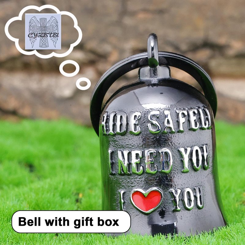 Motorcycle for Bells - Motorcycle Angel Bell for Men Women,Bell Biker Accessory,Guard Riding Safety (Black Silver)