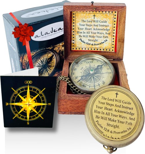 ALADEAN Christian Gift Compass - Uplifting Guidance for Baptism, Communion & Graduation 2025-2026