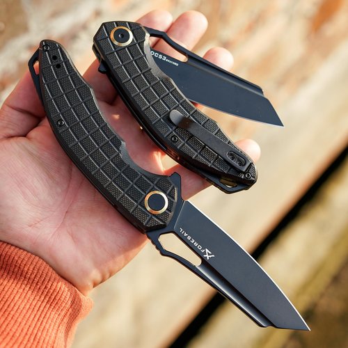 FORESAIL Folding Pocket Knife, 3.54" DC53 Steel Blade,4.65" G10 Handle, Liner Lock, Reversible Pocket Clip for Everyday Carry, Outdoor Activities. (Black PVD blade)