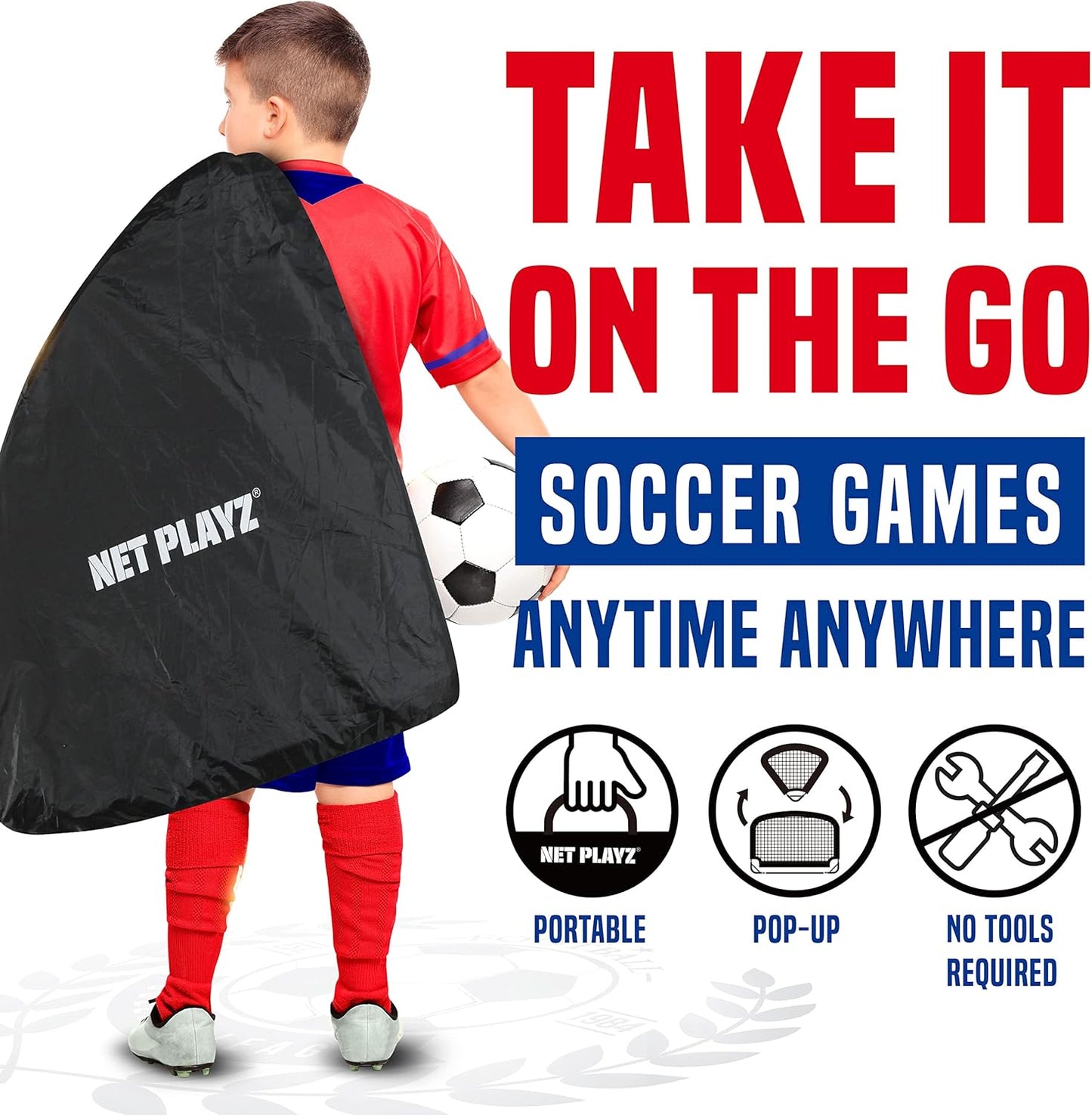 NET Playz Portable 4ft x 3ft Easy Fold-Up Soccer Goal - Ideal for Training & Practice