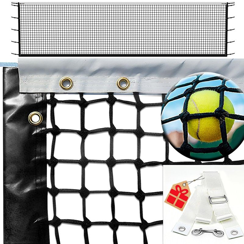 Tennis Net, Heavy Duty Professional Tennis Nets Thicken Court Net Standard 42 FT - Game Play Grade Replacement Portable Nets Nylon for Outdoor/Indoor Standard Courts [ Include Center Strap ]