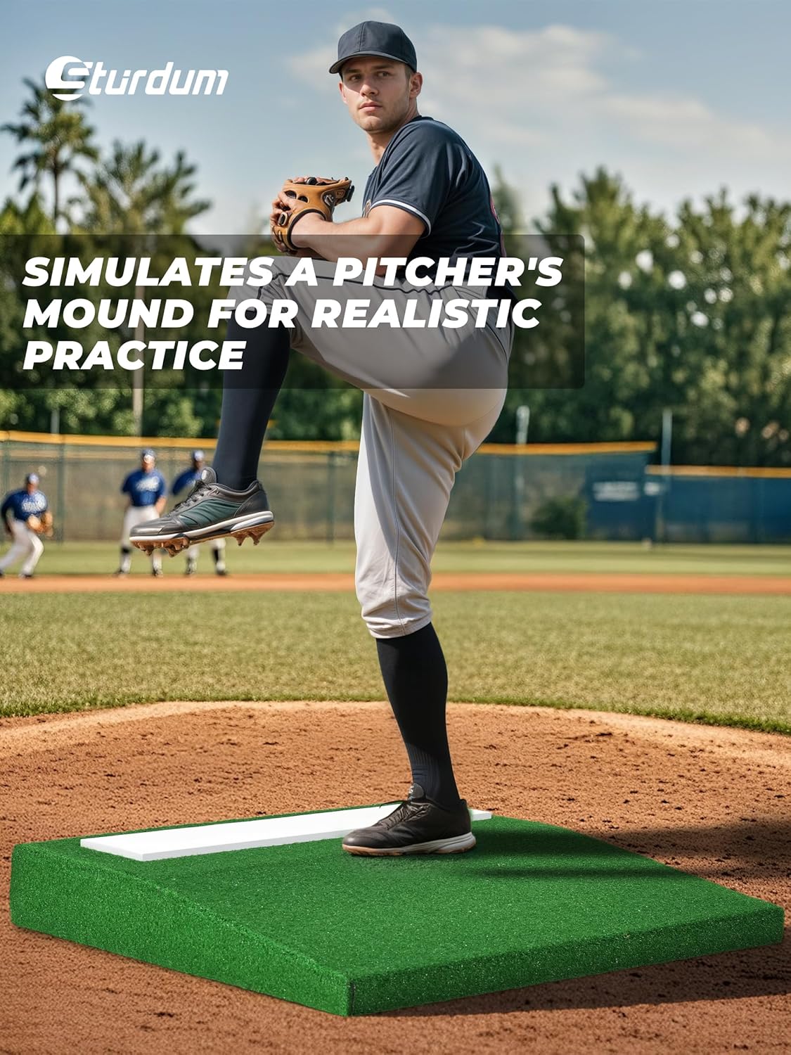 Skiennix Portable Pitching Mound - Non-Slip Rubber Plate for Baseball & Softball Training