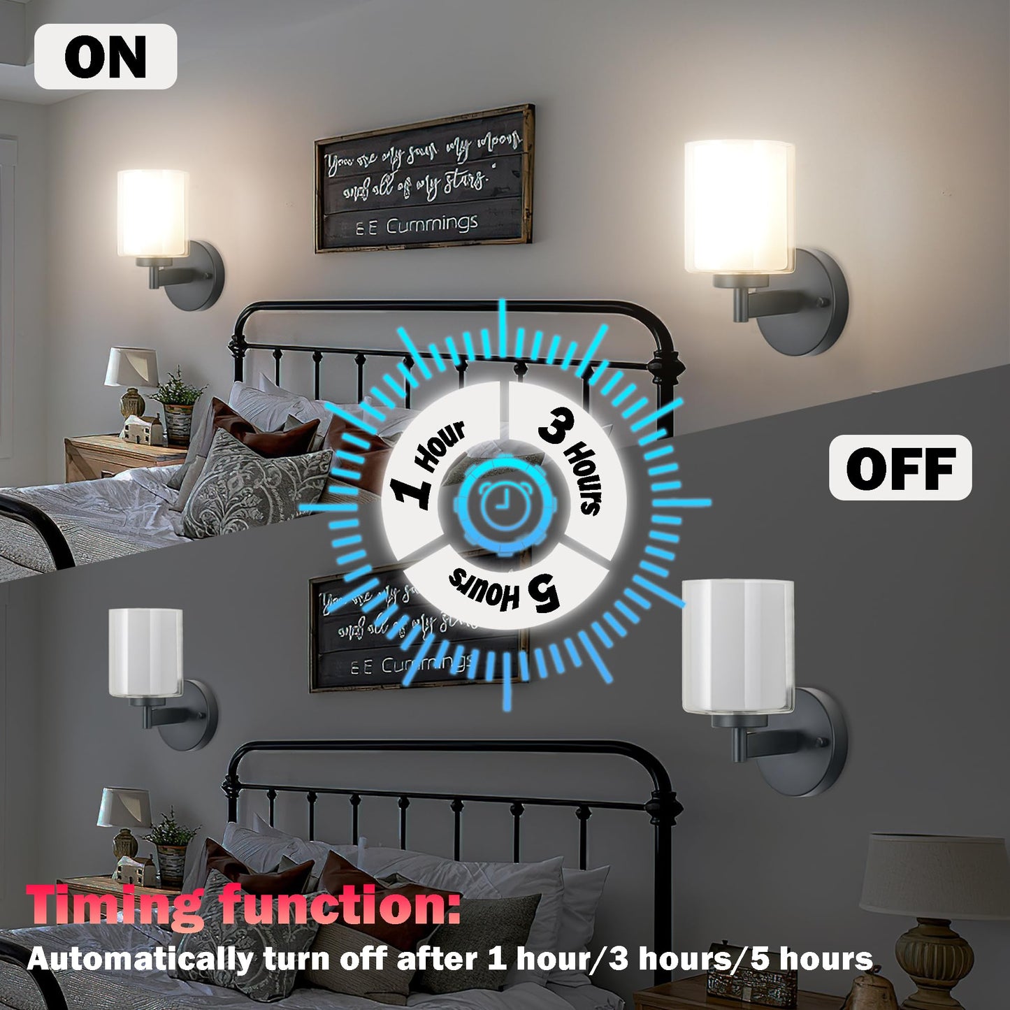 Nekhung Battery Operated Wall Sconce Set of 2, Wireless Wall Sconce with Remote,10000mAh Rechargeable RGB Dimmable Bathroom Light Fixtures with Double Clear Glass Shade NOT Hardwired