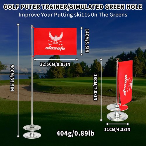 Aluminum Golf Putting Cup with Retractable Flagstick & Directional Scale, Indoor/Outdoor Practice Putting Hole with Audible Ding Feedback, All-Direction Golf Training Aid for Home & Office