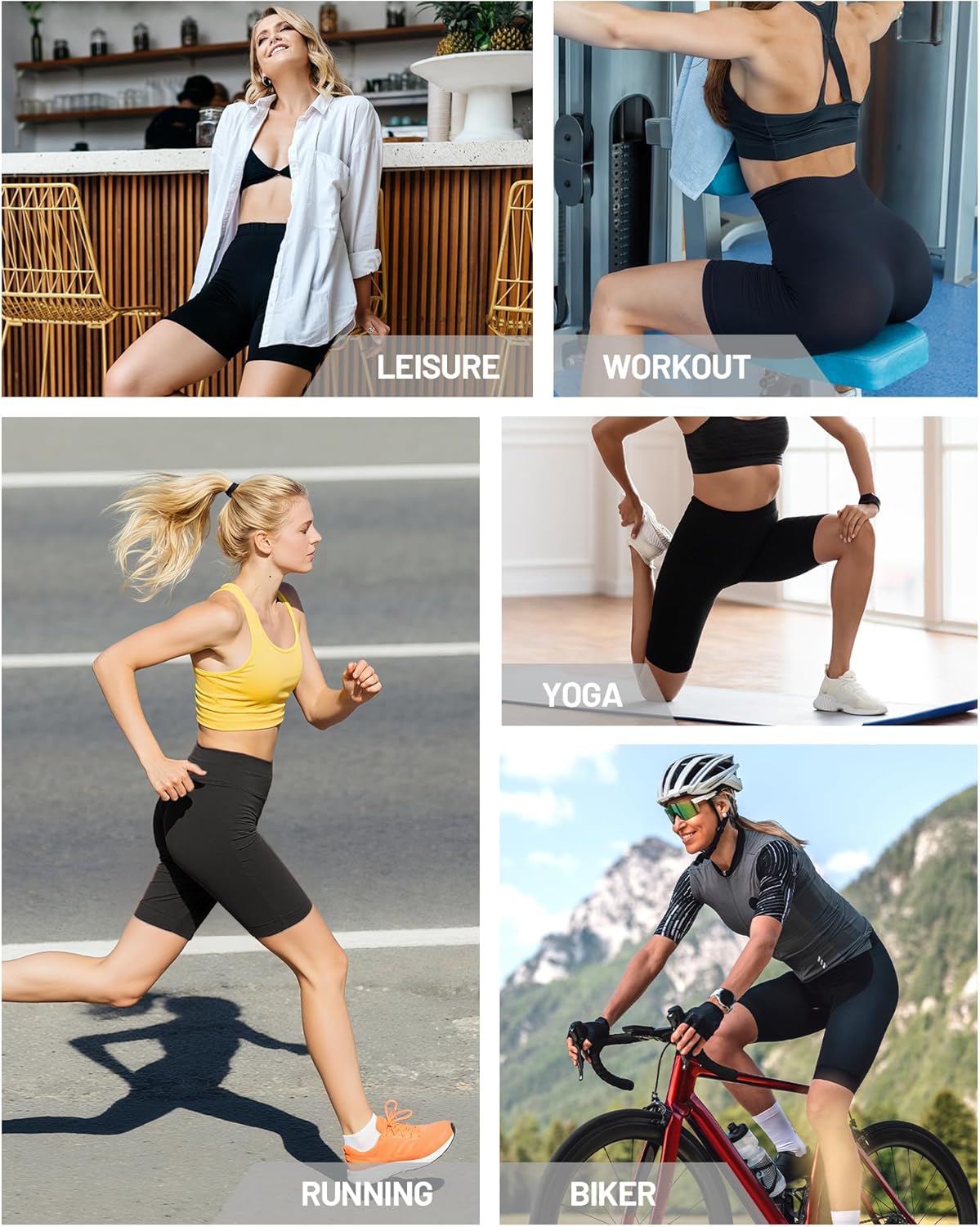 Runhit Biker Shorts for Women - High Waisted No Front Seam Spandex Gym Yoga Shorts | 3''/5''/8'' Tummy Control