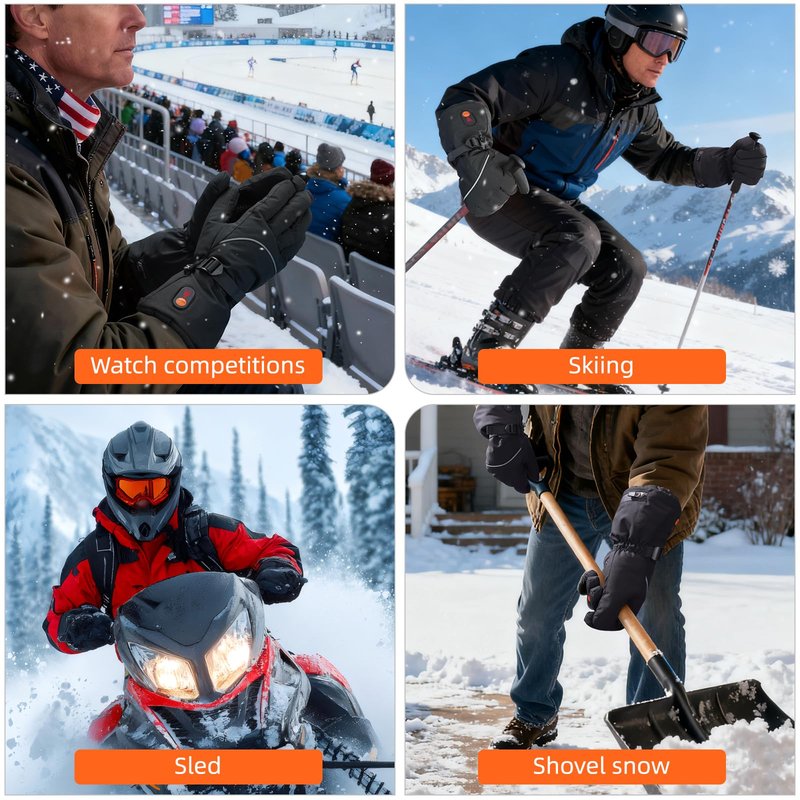 Heated Gloves for Men Women, 7.4V 3000mAh Heated Gloves Rechargeable with Touchscreen, Waterproof Electric Heated Ski Gloves for Winter Outdoor Work Hunting Motorcycling Hiking Skiing