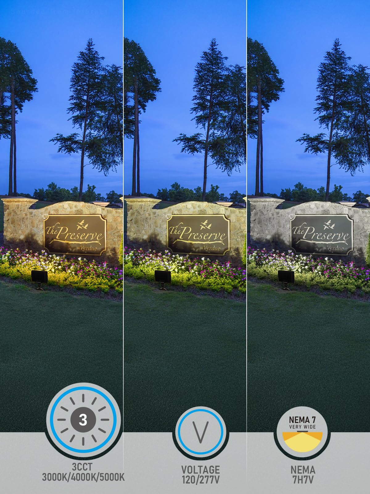 LEONLITE 100W/80W/50W Adjustable LED Flood Light Outdoor with Knuckle Mount, UL Listed, 5000K/4000K/3000K Selectable, 120/277V, Security Flood Lighting for Yard, Garage, IP65 Waterproof, Bronze