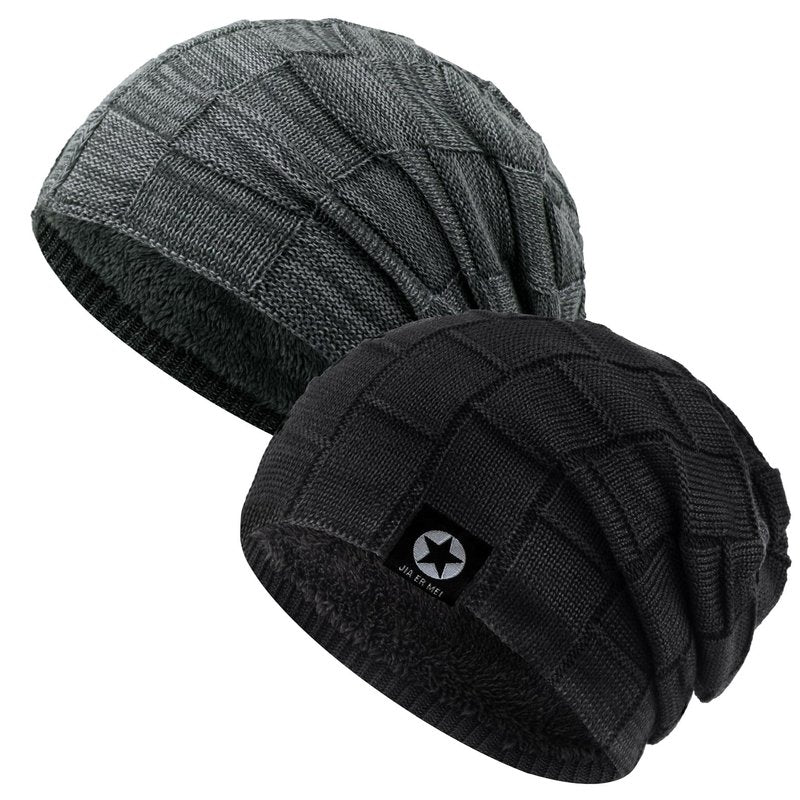 Owntouch 2 Pack Slouch Beanie Warm Mens Womens Soft Beanies Hats Slouchy Oversized Caps Knit Hats Winter Gift for Men