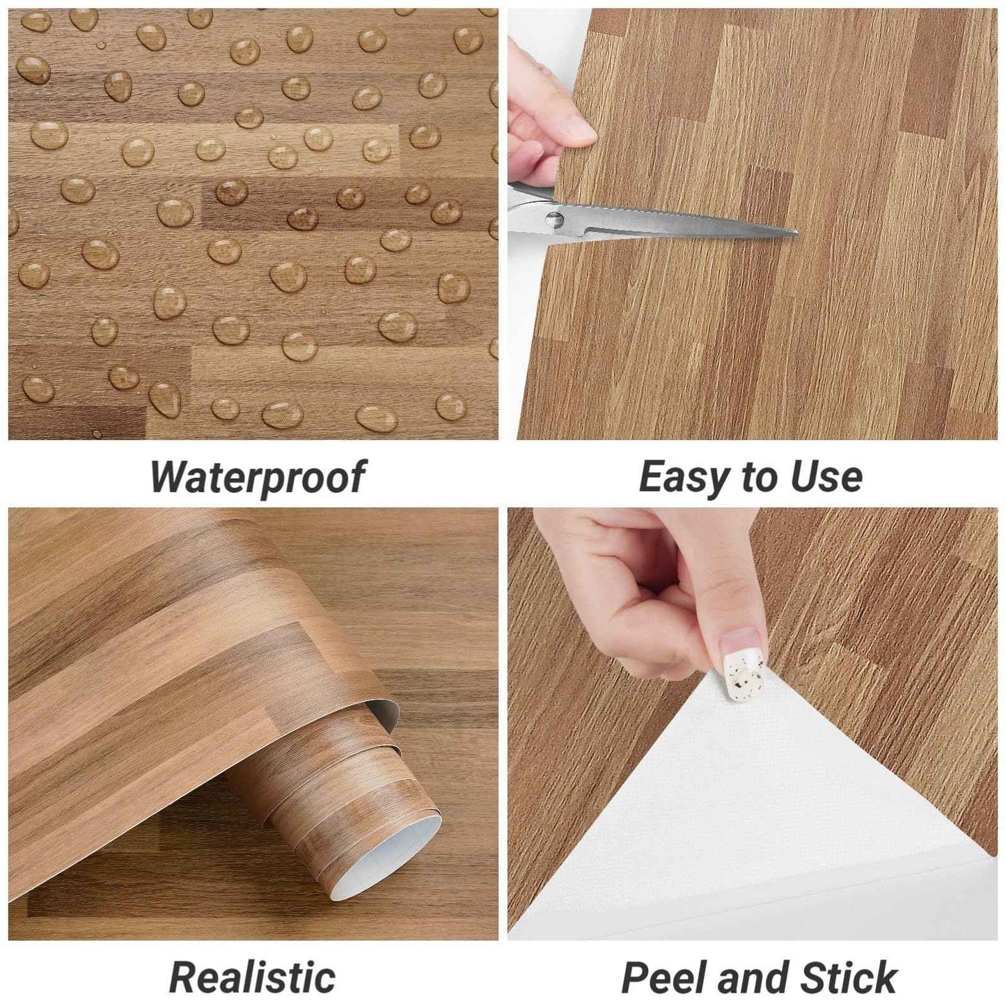 Decotalk Wood Contact Paper Peel and Stick 17.7"x200" Butcher Block Countertop Contact Paper Wooden Countertop Vinyl Wrap Wood Butcher Block Wooden Wallpaper Waterproof Shiplap Wallpaper Brown