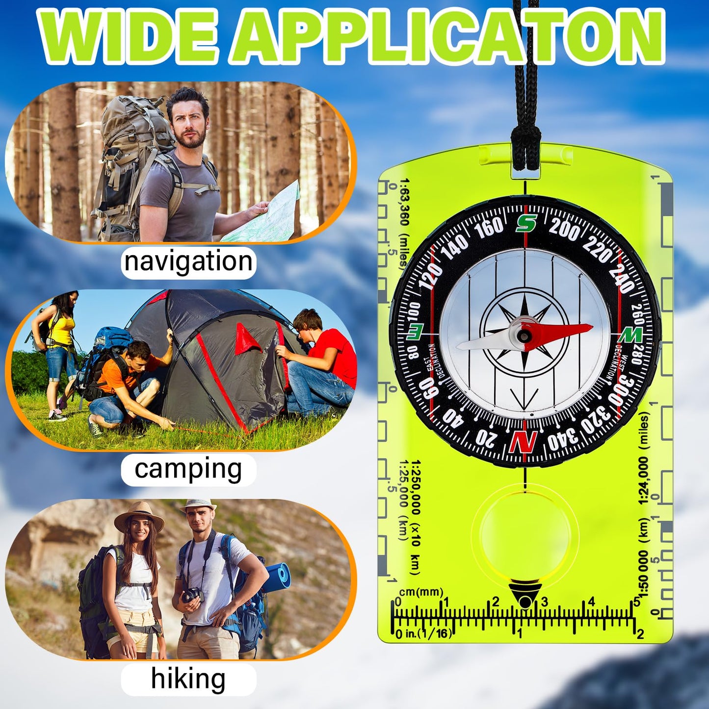 Geiserailie 20 Pcs Acrylic Orienteering Compass Hiking Backpacking Map Reading Compass for Navigation and Survival Outdoor Exploring