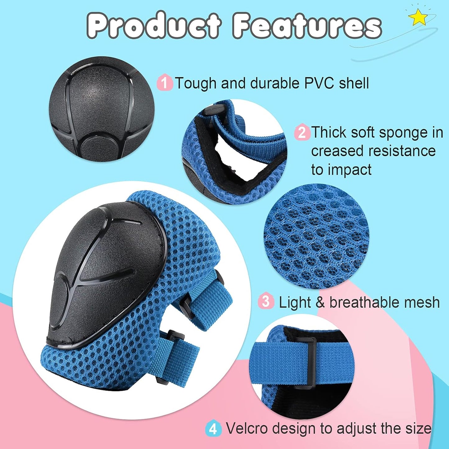 Skiennix Kids Bike Helmet - Adjustable Toddler Safety Gear with Knee, Elbow & Wrist Pads | Ages 2-14