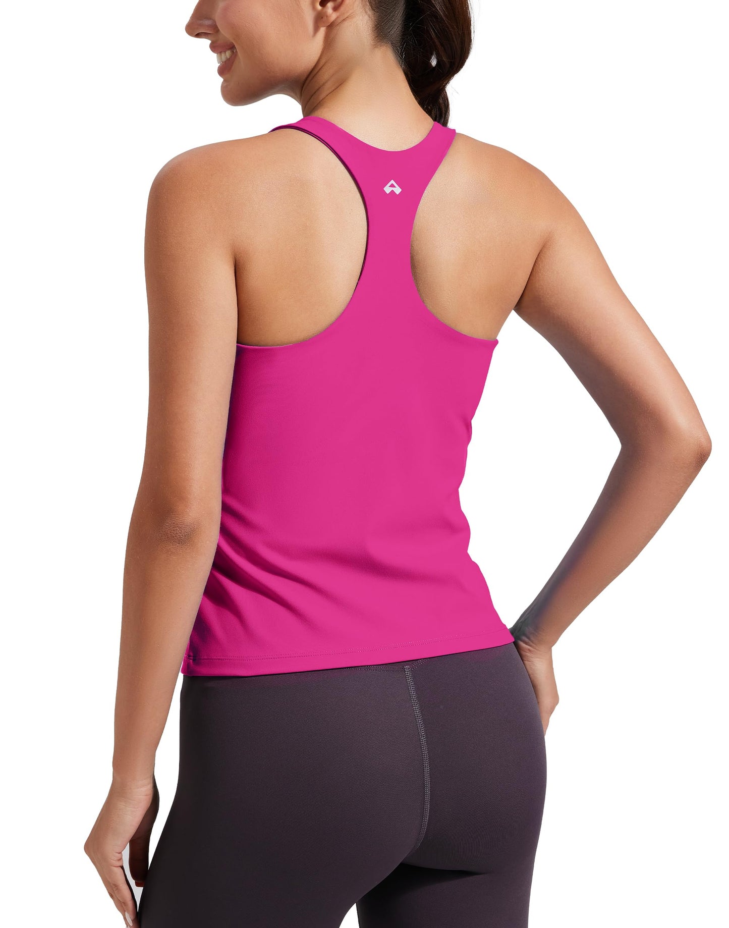 Pioneer Camp Women's Activewear Tank Tops Padded Longline Sports Bra Racerback Workout Tops Gym Yoga Tennis Pickleball, Red, L