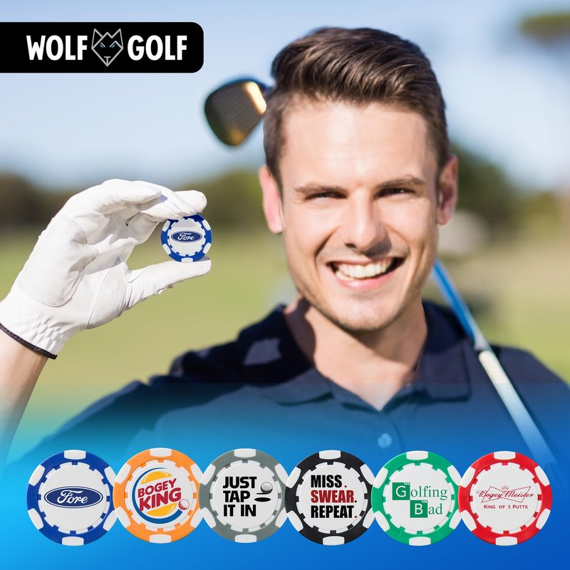 Golf Ball Marker Poker Chips | 6 Pack | Choose Your Golf Gift Set | Golf Marker Mens Gifts | Funny Golf Gifts | Funny Golf Accessories for Men | Womens Golf Accessories