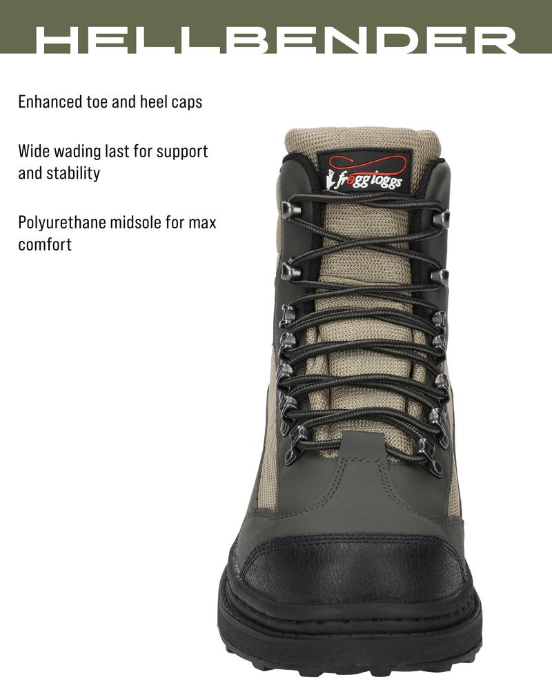 FROGG TOGGS Men's Hellbender Waterproof Fishing Wading Boot for Fishing in Felt or Cleated, Cleated, 12