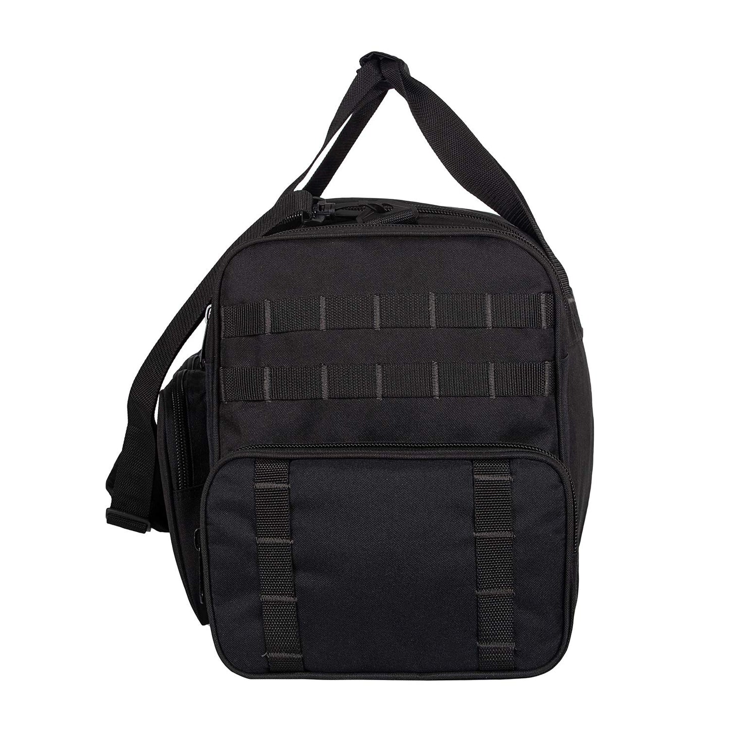 K-Cliffs Heavy Duty Tactical Range Duffel Quality Gear Travel Sports Gym Equipment Bag Military Molle Lockable Zippers with US Flag Patch 27 Inch Black