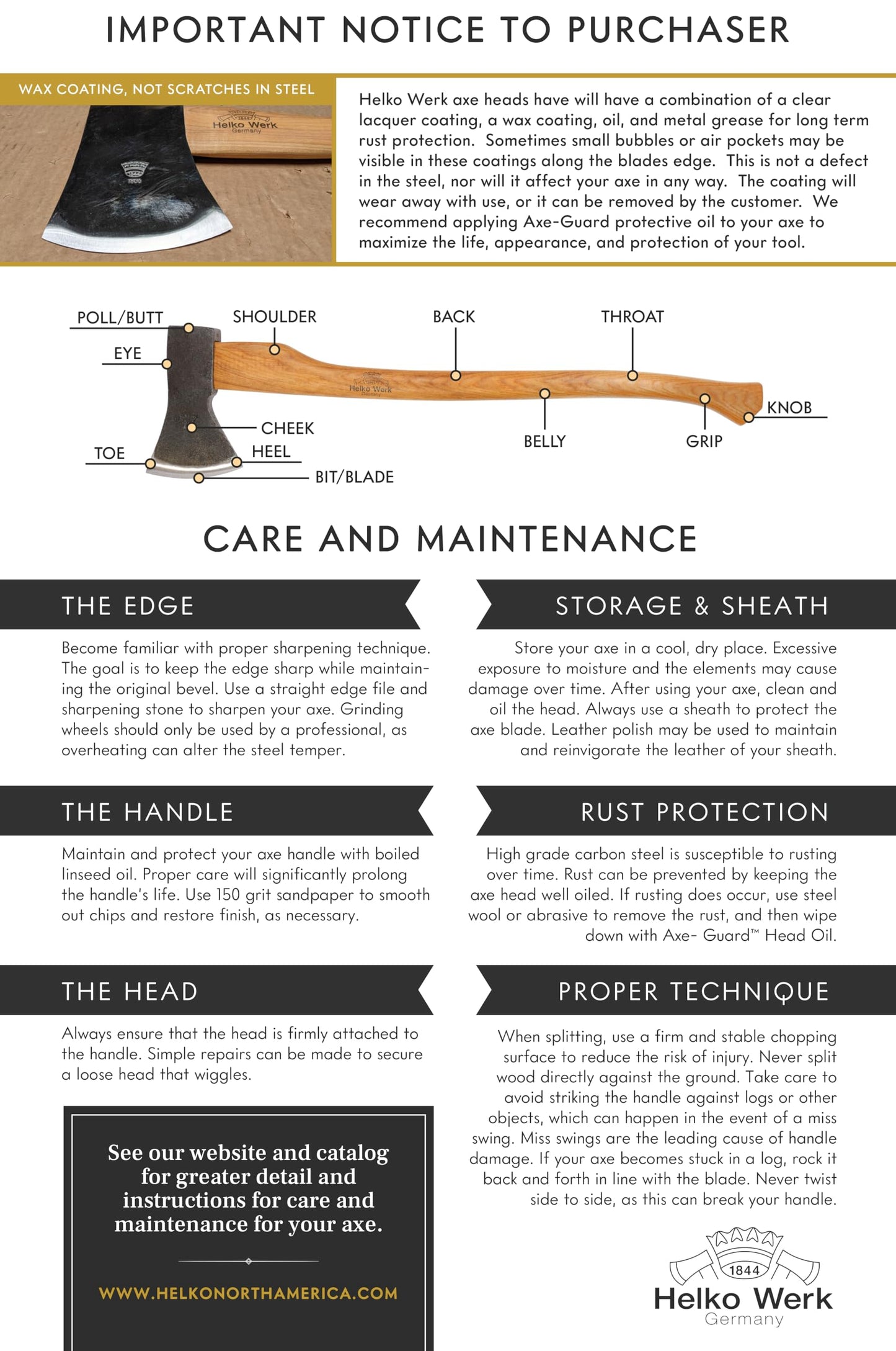 1844 Helko Werk Germany - Förster Professional Hatchet for Scouting, Camping, Backpacking, Yardwork - Head 1.5 lb, Handle 15 in (Hatchet) #11427