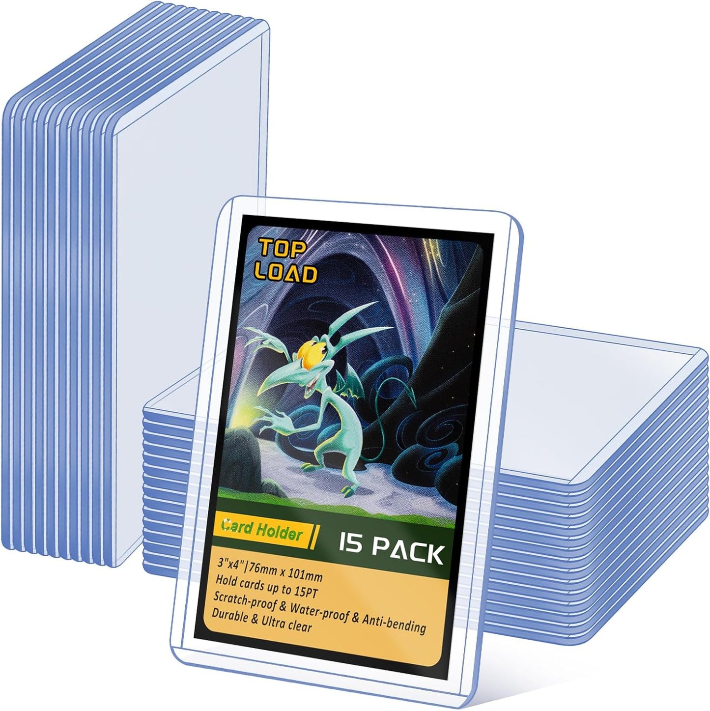 Skiennix 15-Pack Hard Plastic Card Sleeves - 3"x4" Protectors for Trading & Baseball Cards