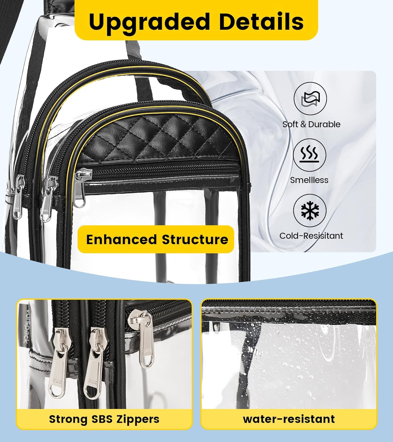 Vorspack Clear Stadium Bag - Stylish Crossbody Bag for Concerts & Events | Durable & Lightweight