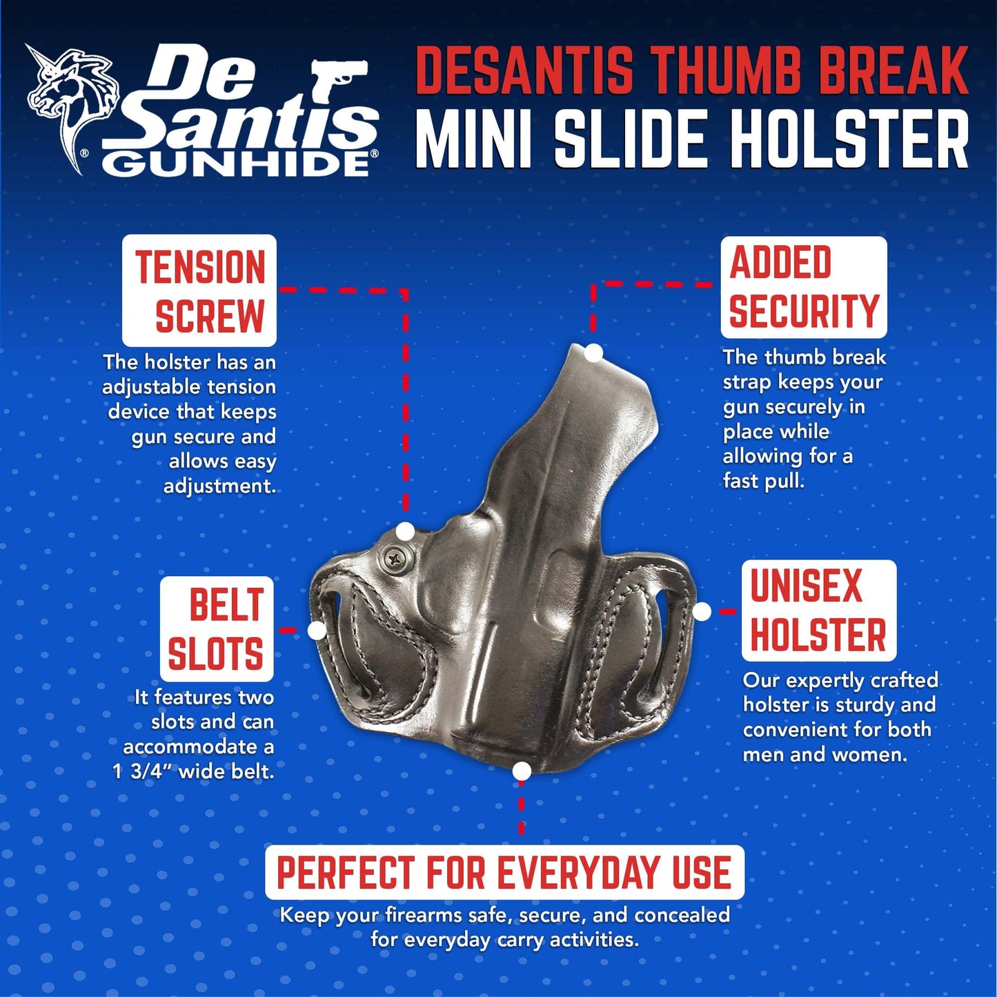 DeSantis Thumb Break Mini Slide, Black, Left, FITS: SIG SAUER P365, P365 XL W/ ROMEO ZERO, P365 XL, P365 SAS
