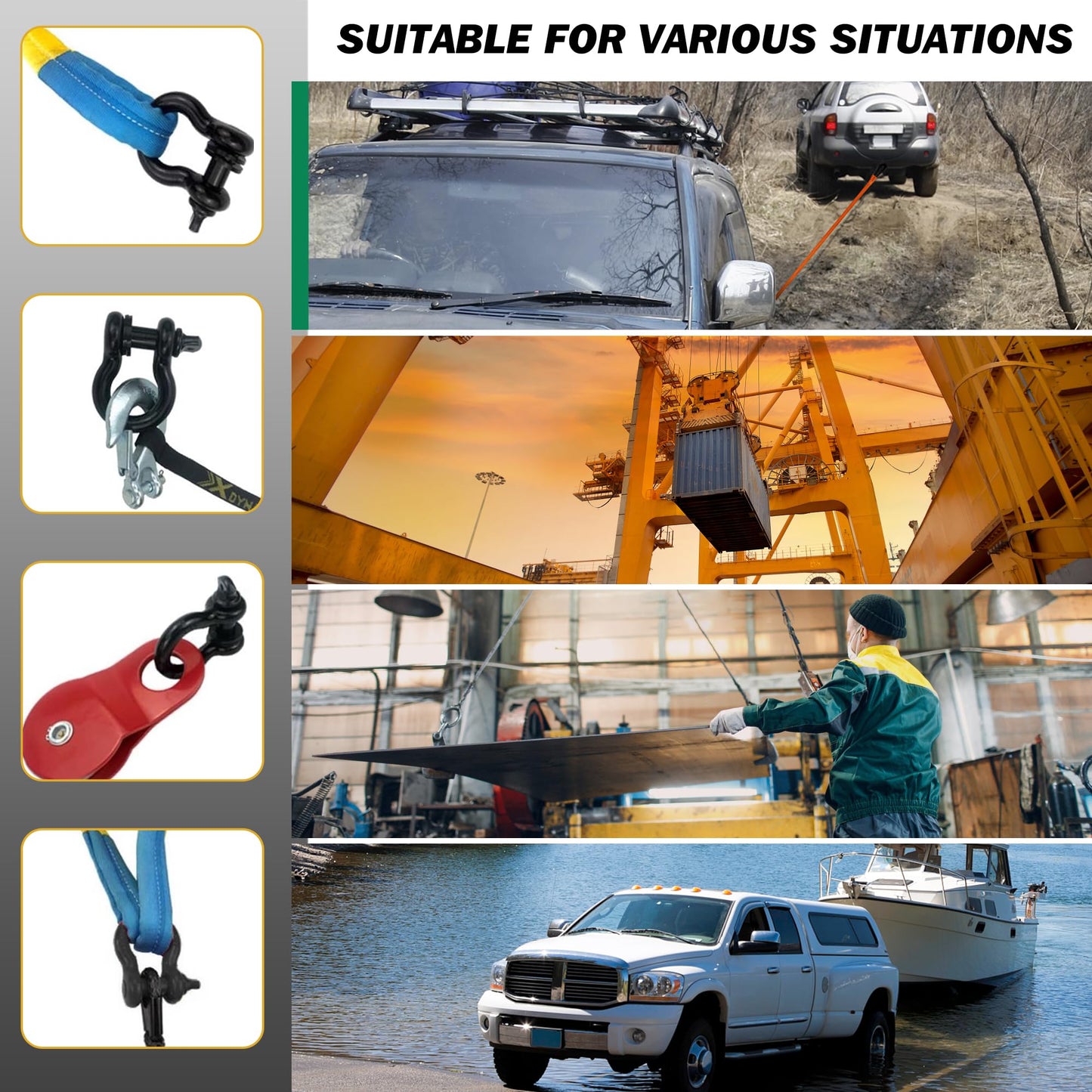 Digank D Ring Shackles, 1/2" Clevis Shackle with 9/16" Screw Pin 26,400Ibs Break Strength, Rugged Off Winch Shackle Heavy Duty Shakcles (Black) Accessories for Jeep Pickup Trucks SUV Trailer ATV UTV