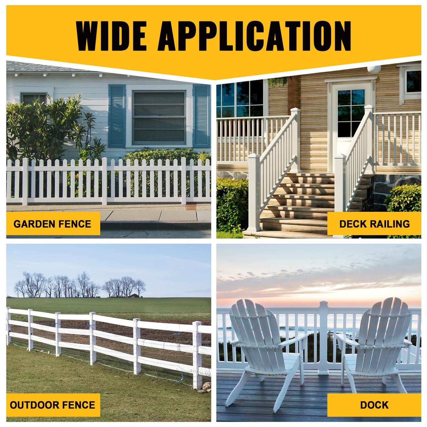 VIVIDA 4" x 4" Vinyl Post Caps (2-Pack), White PVC Pyramid Fence Post Top Caps for Actual 4" x 4" Vinyl Fence, Deck, Mailbox