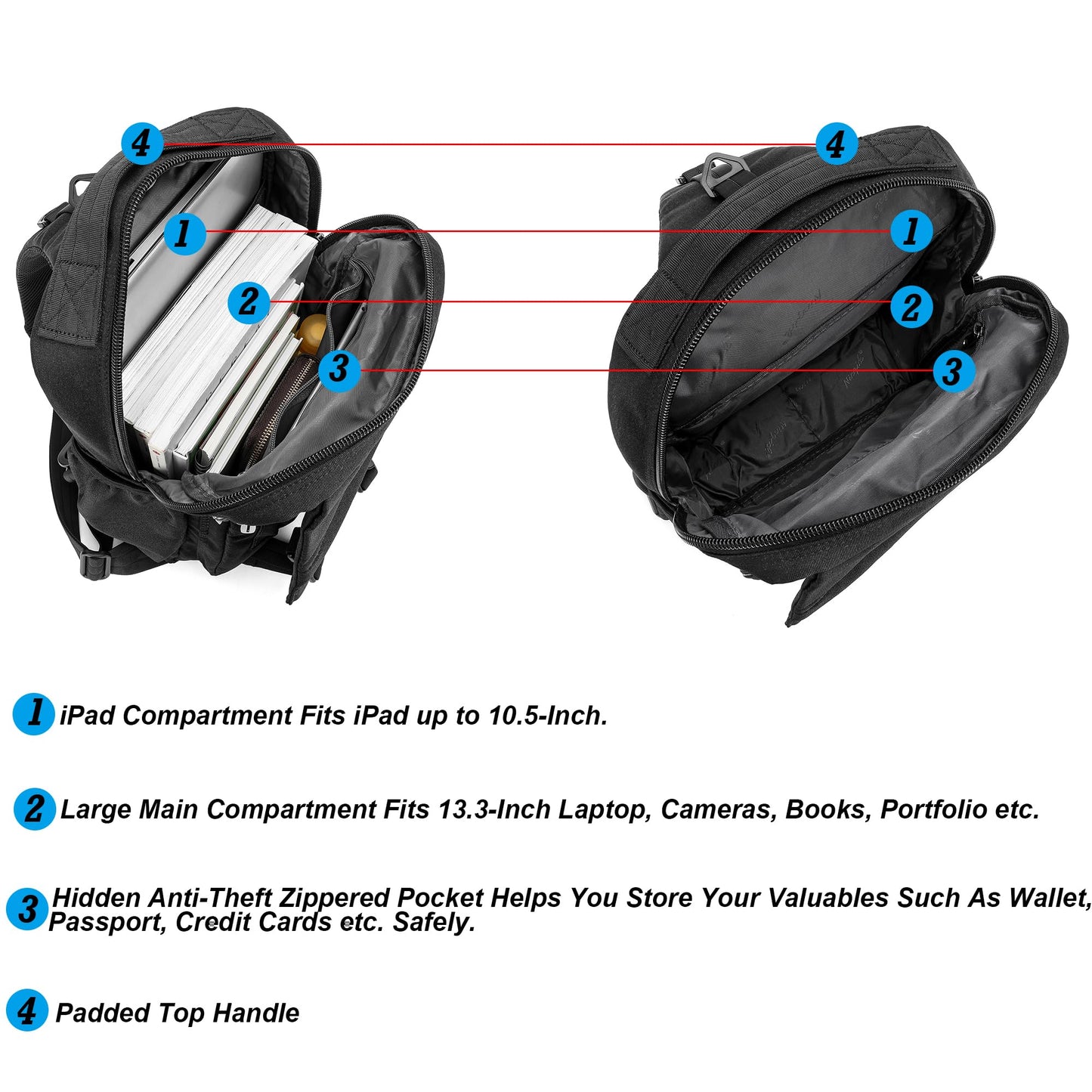 NICGID Sling Bag Backpack, 13.3'' Laptop Bag Crossbody Shoulder Chest Backpacks Travel Outdoors for Men Women