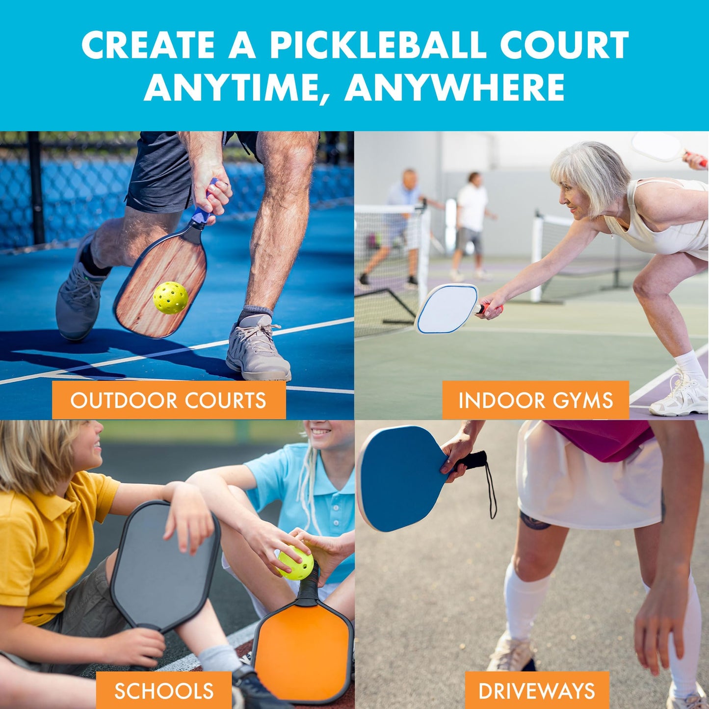Pickleball Court Marking Kit | Pre-Measured Court Lines for Outdoor/Indoor Portable Pickleball Court | Tape Court Flooring | One Time Use