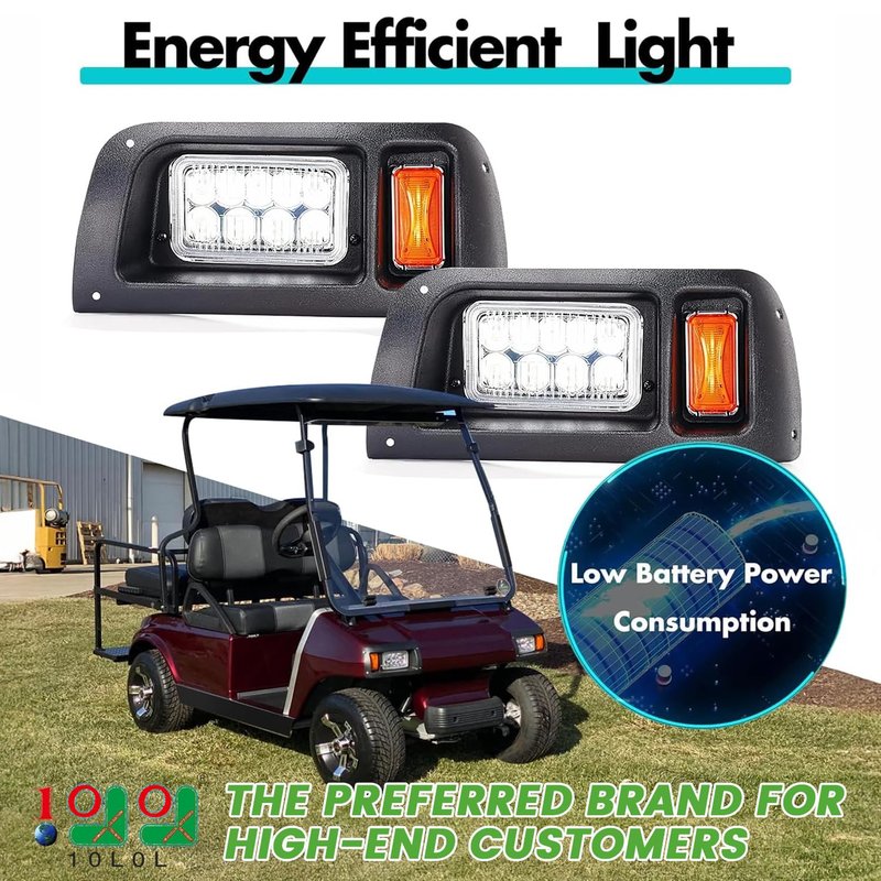 10L0L Golf Cart Headlight and Tail Light Kit for Club Car DS 1993 Up Gas & Electric,12 Volt Input Street Legal DS Light Kit