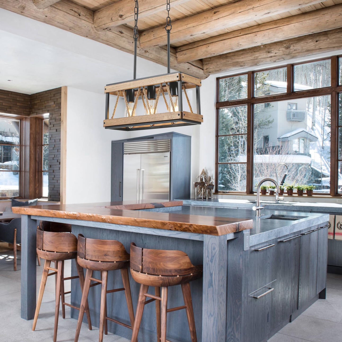 YongMing CL Farmhouse Light Fixtures, 3-Light Adjustable Kitchen Chandeliers Over Table, Vintage Pendant Lighting for Kitchen Island, Rustic Hanging Lights for Entryway Foyer Bathroom Dining Room