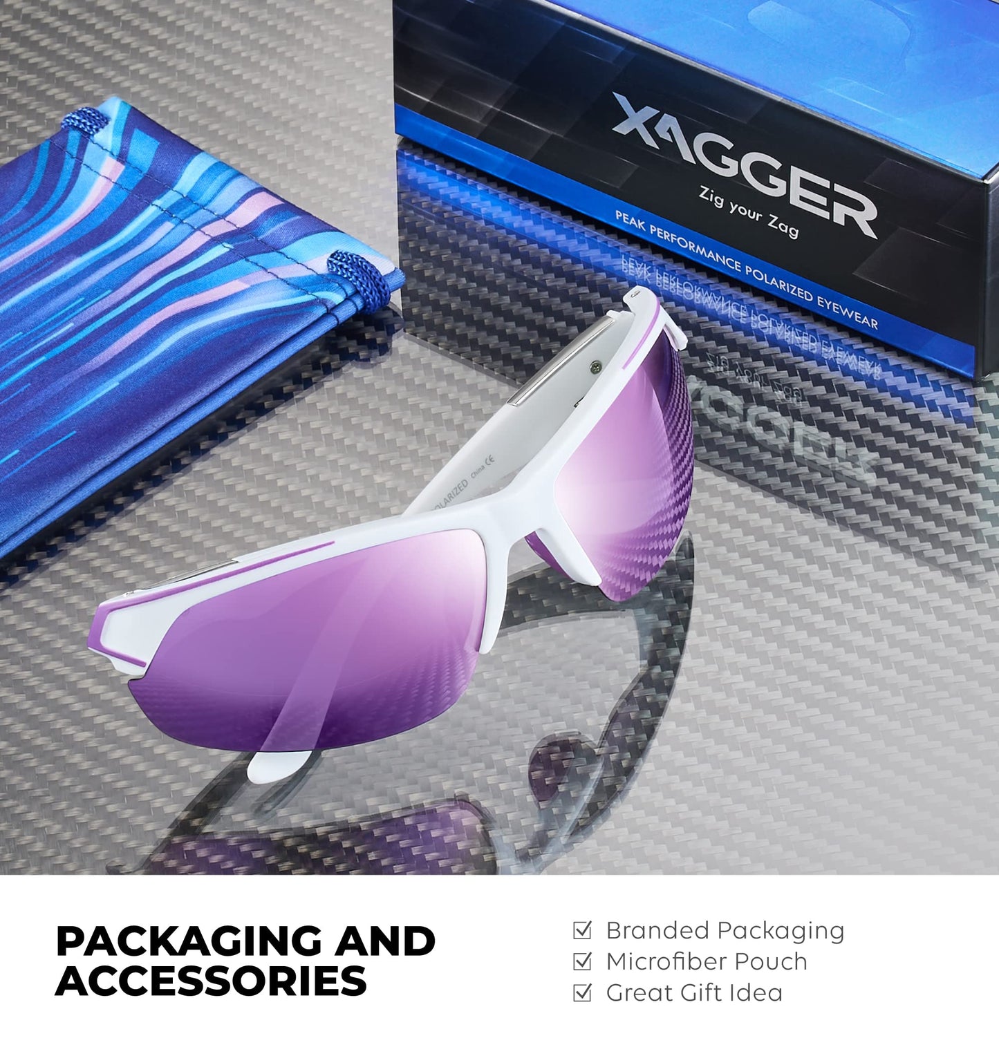 Xagger Polarized Sport Sunglasses for Men Women Wrap Around UV400 Running Baseball Softball Cycling Golf Hiking Fishing Driving Glasses