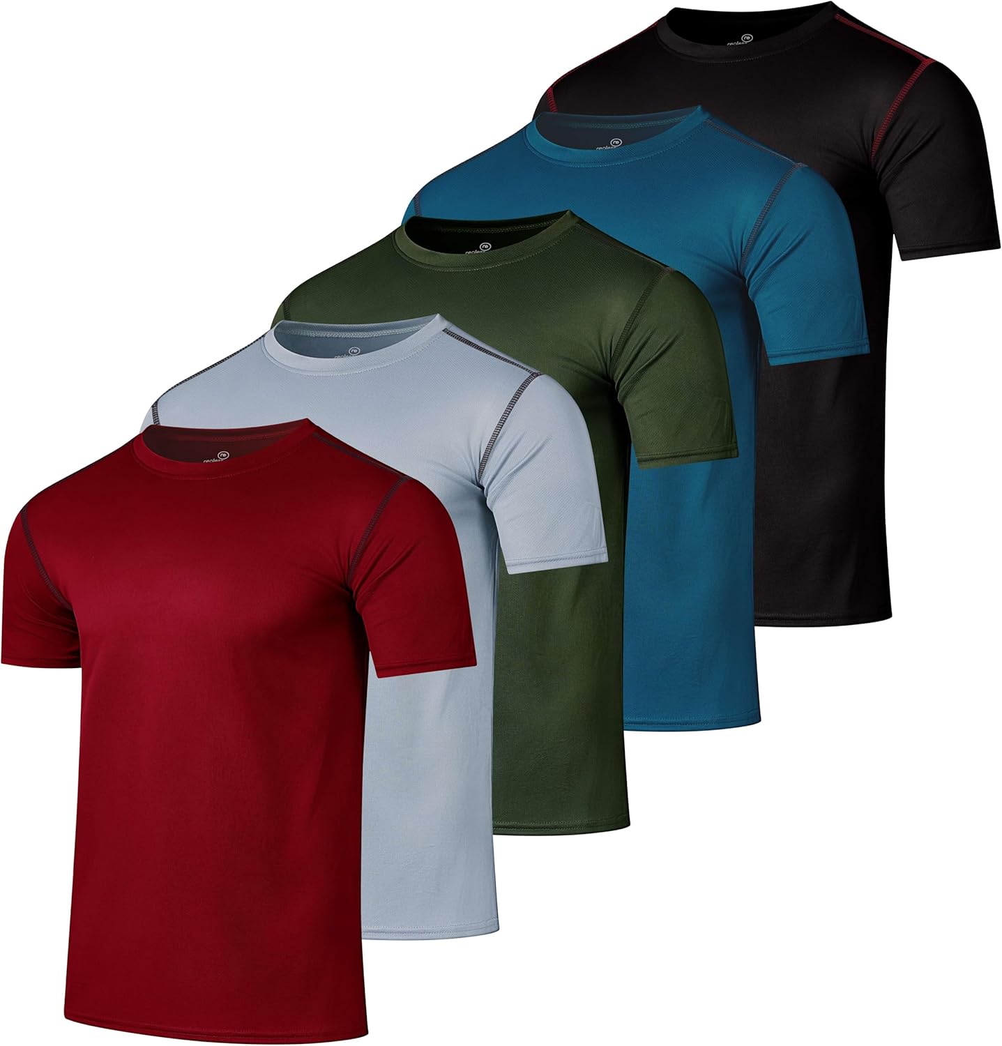 Real Essentials Men's Mesh Short Sleeve Crew Neck T-Shirt - 5 Pack Workout Athletic Tee (Big & Tall)