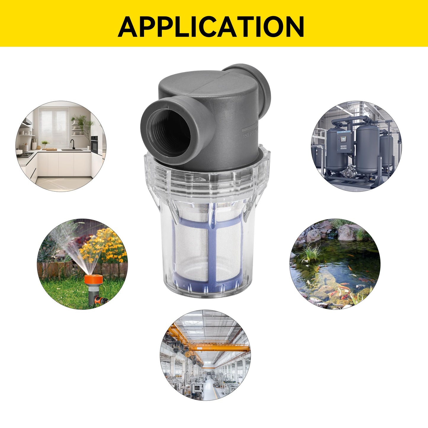 3/4'' Female NPT in-Line Strainer - Garden Hose Filter for High Pressure Washer, Sediment Filter with 100 Mesh Stainless Steel Screen (3/4'' 100 Mesh)