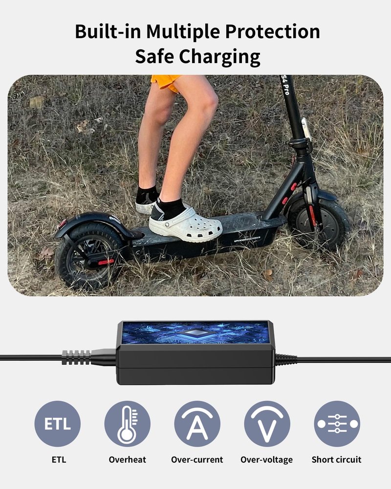 VHBW 42V for Gyroor Electric Scooter Charger Compatible with Gyroor X8/HR9/C1/C1PRO/C3/X2/C1S, Atomi Alpha/E20/E30，36V Lithium Battery, 2A Power Supply Adapter (Not for Turbo-1)